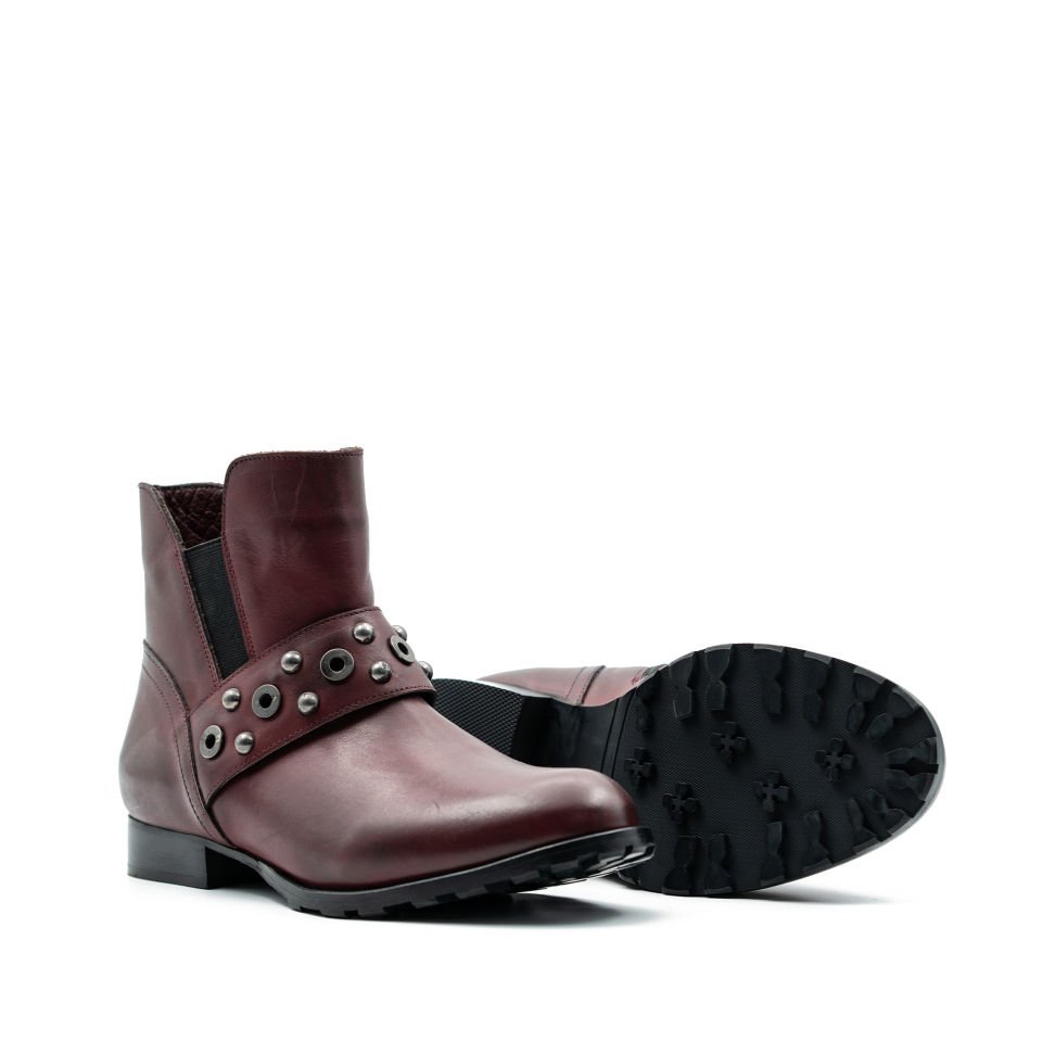 HAKİKİ DERİ BORDO BAYAN BOT OUTLET