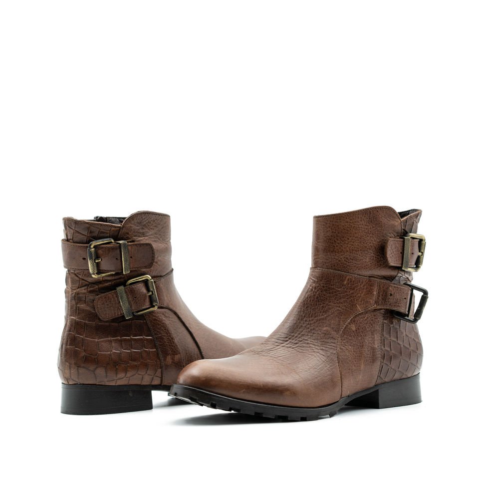 HAKİKİ DERİ KAHVE BAYAN BOT OUTLET