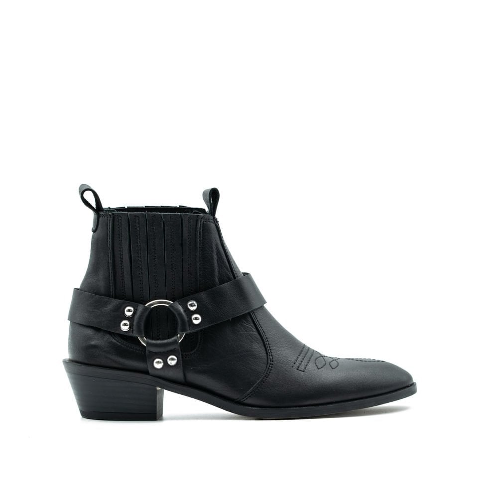HAKİKİ DERİ SİYAH WESTERN BAYAN BOT OUTLET