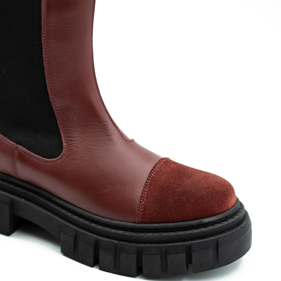 HAKİKİ DERİ BORDO BAYAN BOT OUTLET